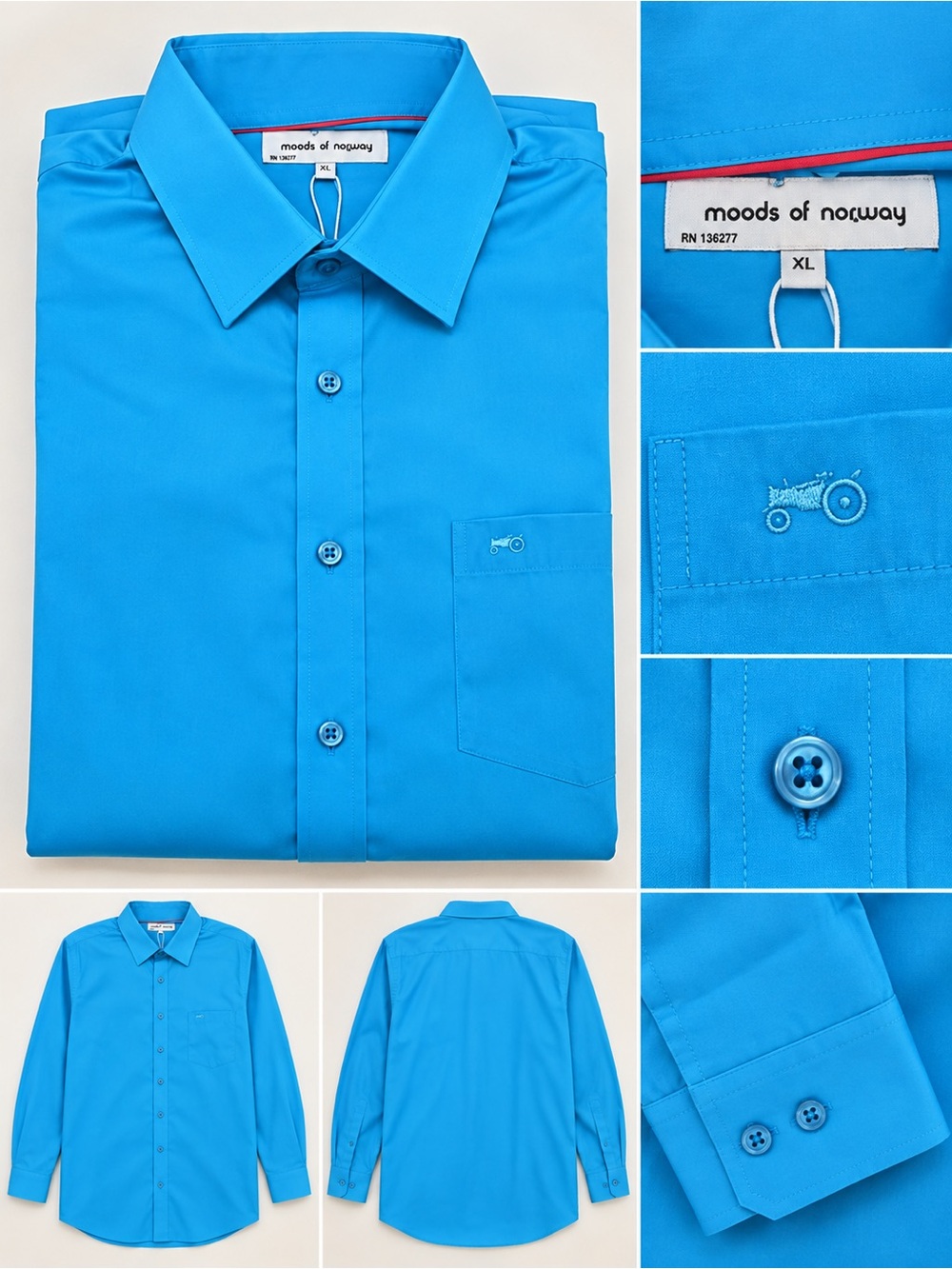 Moods of Norway Men's Turquoise Blue Long Sleeve Dress Shirt